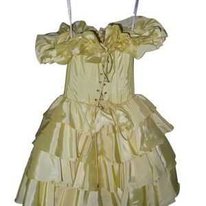 Sherri Hill Yellow Ruffled Mini Dress